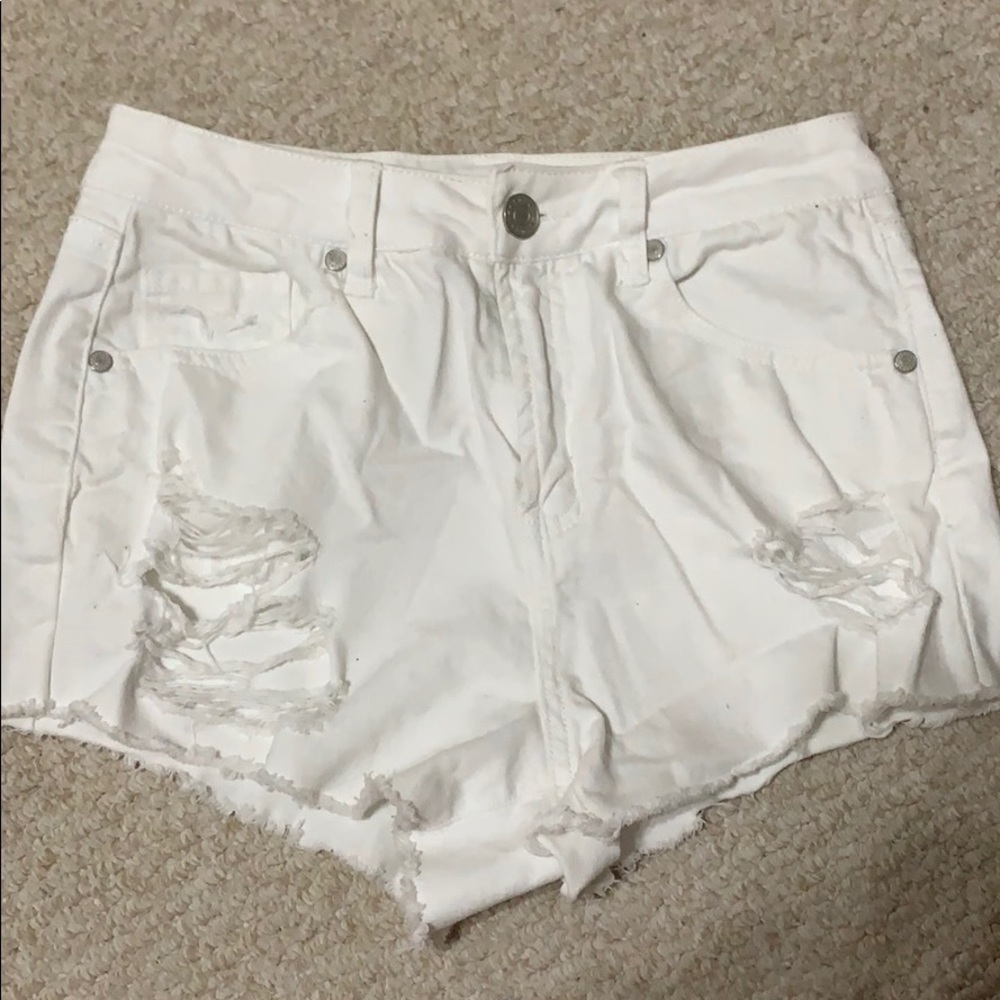 High waisted distressed shorts